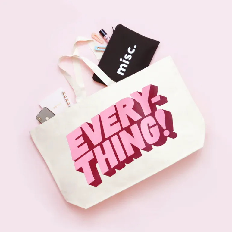Alphabet Bags | Everything Tote Bags | Natural & Pink