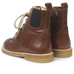 Angulus Kids | Lace-up Boot with Elastic & Zipper | Brown