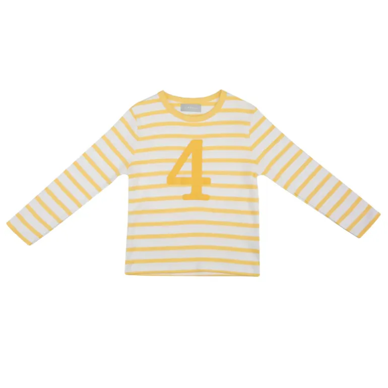 Bob & Blossom Number T-Shirts | Buttercup & White Striped