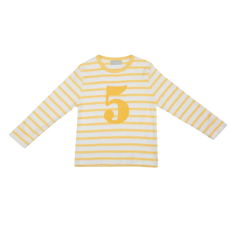 Bob & Blossom Number T-Shirts | Buttercup & White Striped