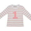 Bob & Blossom Number T-Shirts | Dusty Pink & White Striped