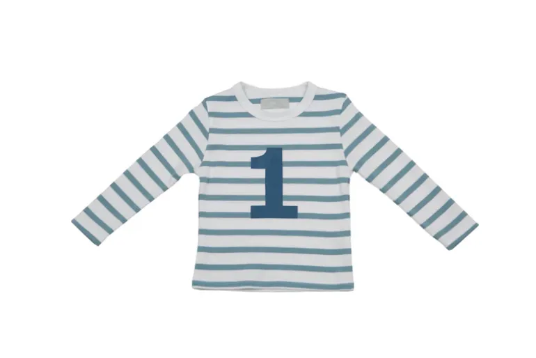Bob & Blossom Number T-Shirts | Ocean & White Striped
