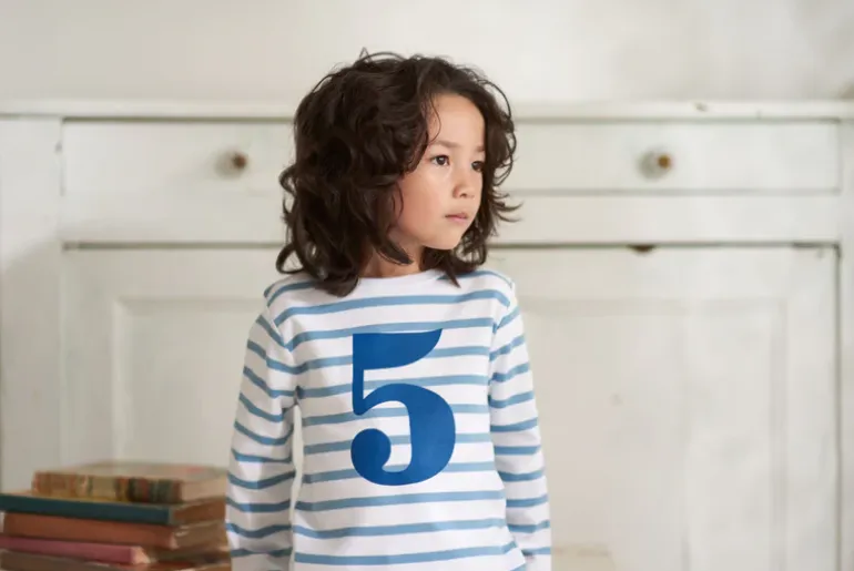 Bob & Blossom Number T-Shirts | Ocean & White Striped