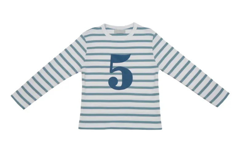 Bob & Blossom Number T-Shirts | Ocean & White Striped