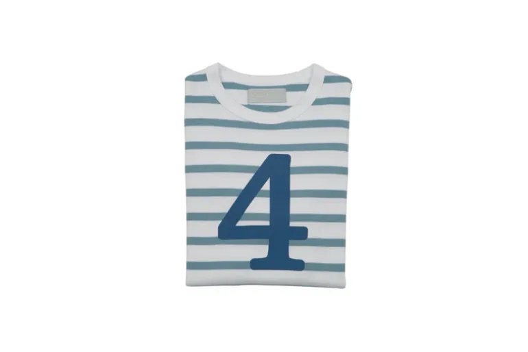 Bob & Blossom Number T-Shirts | Ocean & White Striped