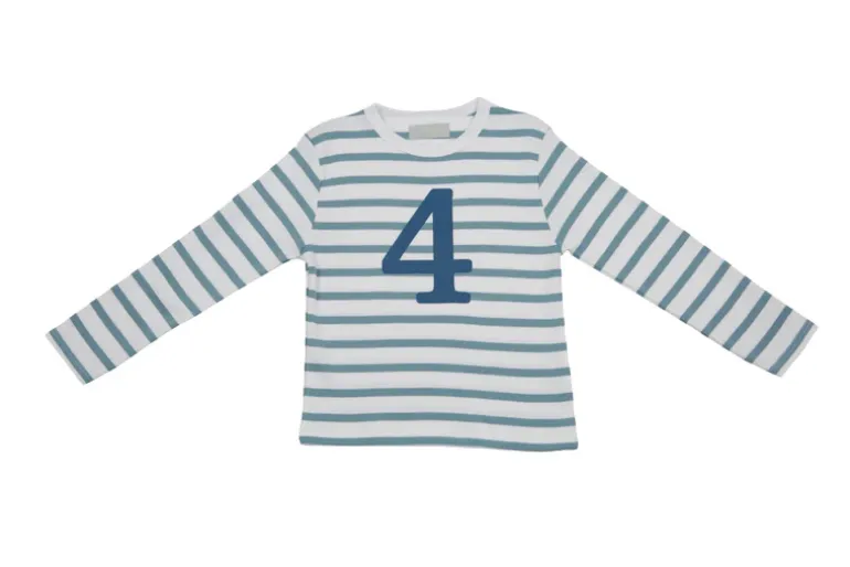 Bob & Blossom Number T-Shirts | Ocean & White Striped
