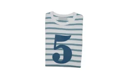 Bob & Blossom Number T-Shirts | Ocean & White Striped