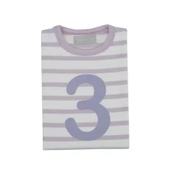 Bob & Blossom Number T-Shirts | Parma Violet & White Striped