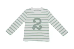Bob & Blossom Number T-Shirts | Seafoam Green & White Striped