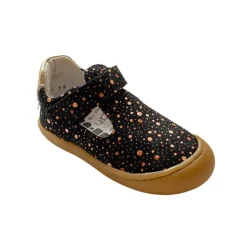 Bo-Bell Shoes | Ipanema T-Bar | Black & Rose Gold Spots