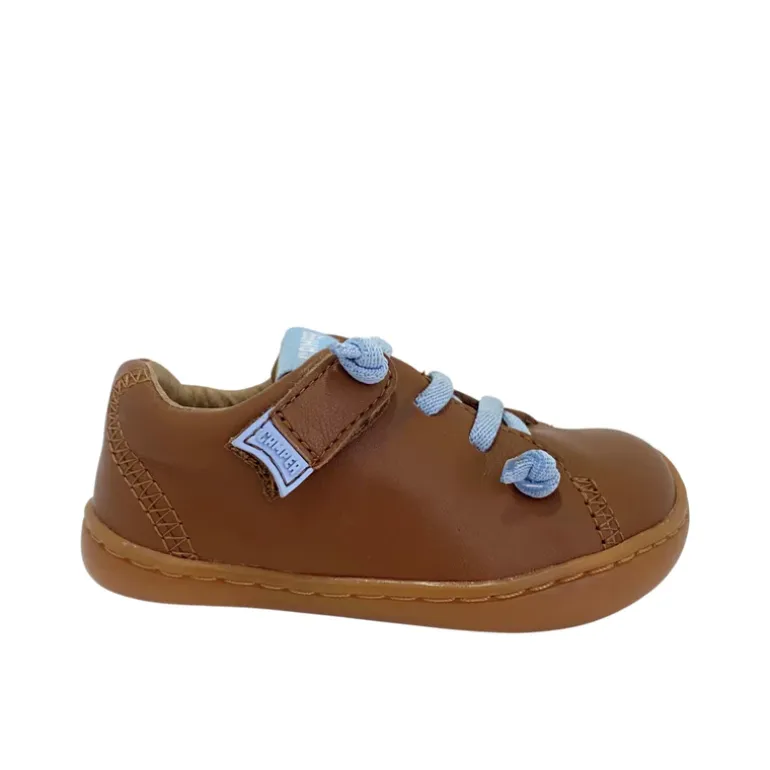 Camper Kids Shoes | Peu Cami Elastic Laces | Tan & Blue