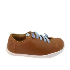 Camper Kids Shoes | Peu Elastic Laces | Tan & Blue