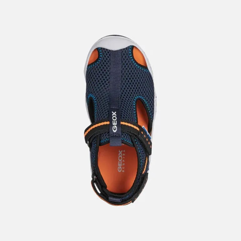 Geox Kids Sandals | Waterproof Wader | Navy & Orange Fluro