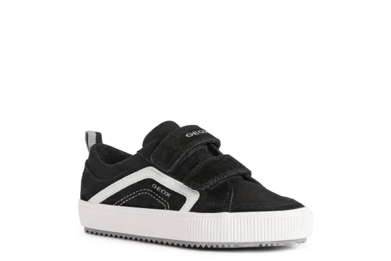 Geox Kids Trainers | Alonisso Canvas Velcro | Black & White