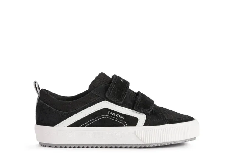 Geox Kids Trainers | Alonisso Canvas Velcro | Black & White