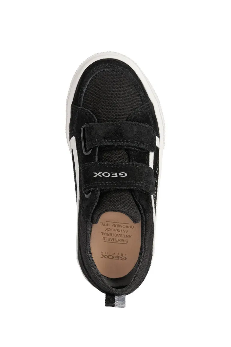 Geox Kids Trainers | Alonisso Canvas Velcro | Black & White