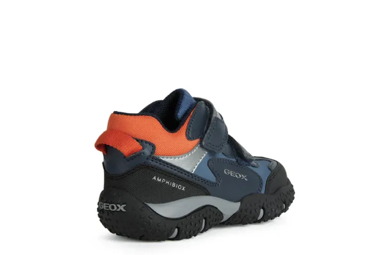 Geox Kids Trainers | Baltic Velcro | Navy & Orange