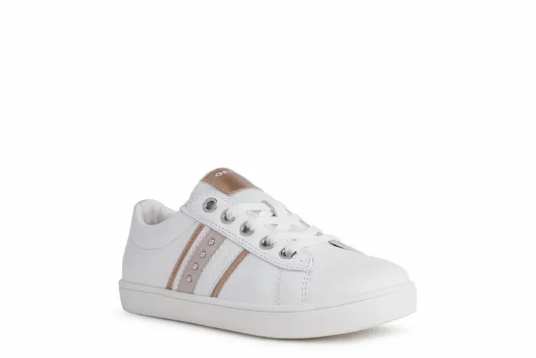 Geox Kids Trainers | Kathe | White & Light Rose