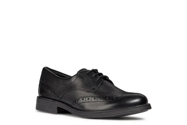 Geox School Shoes | Agata D Lace Up | Black Leather
