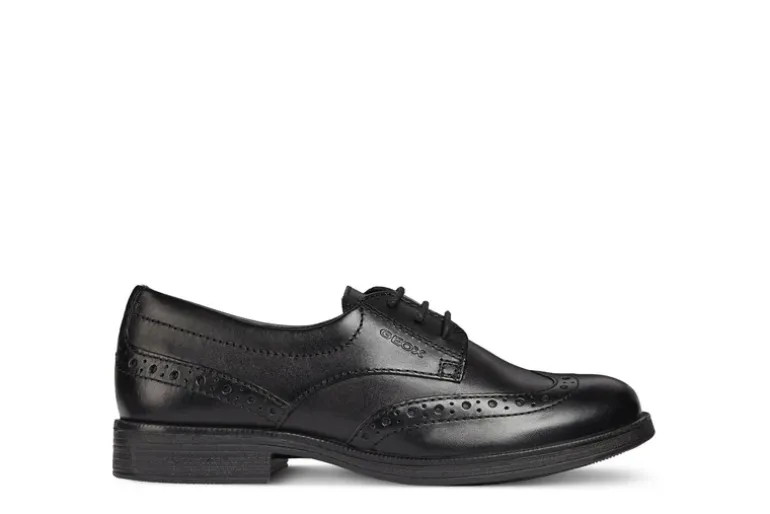 Geox School Shoes | Agata D Lace Up | Black Leather