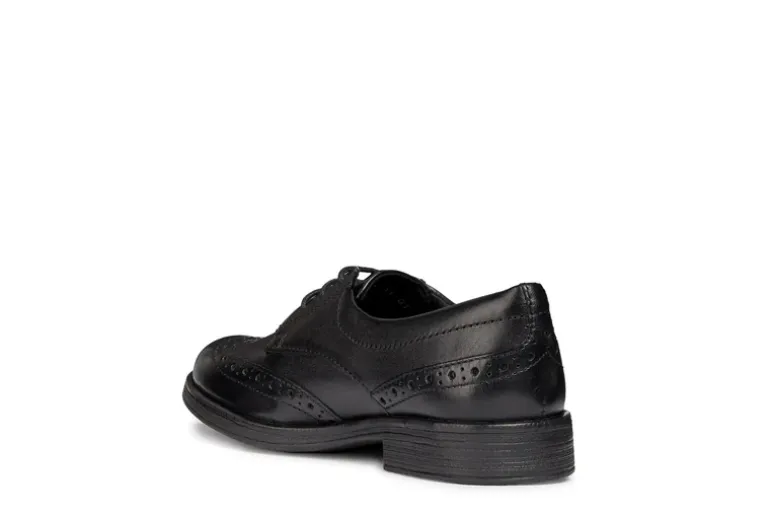 Geox School Shoes | Agata D Lace Up | Black Leather