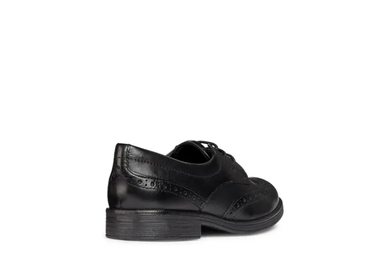 Geox School Shoes | Agata D Lace Up | Black Leather
