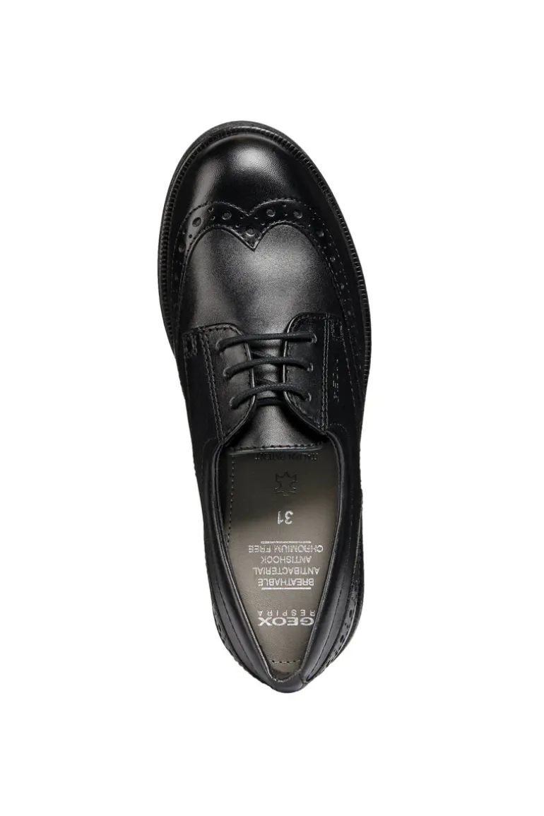 Geox School Shoes | Agata D Lace Up | Black Leather