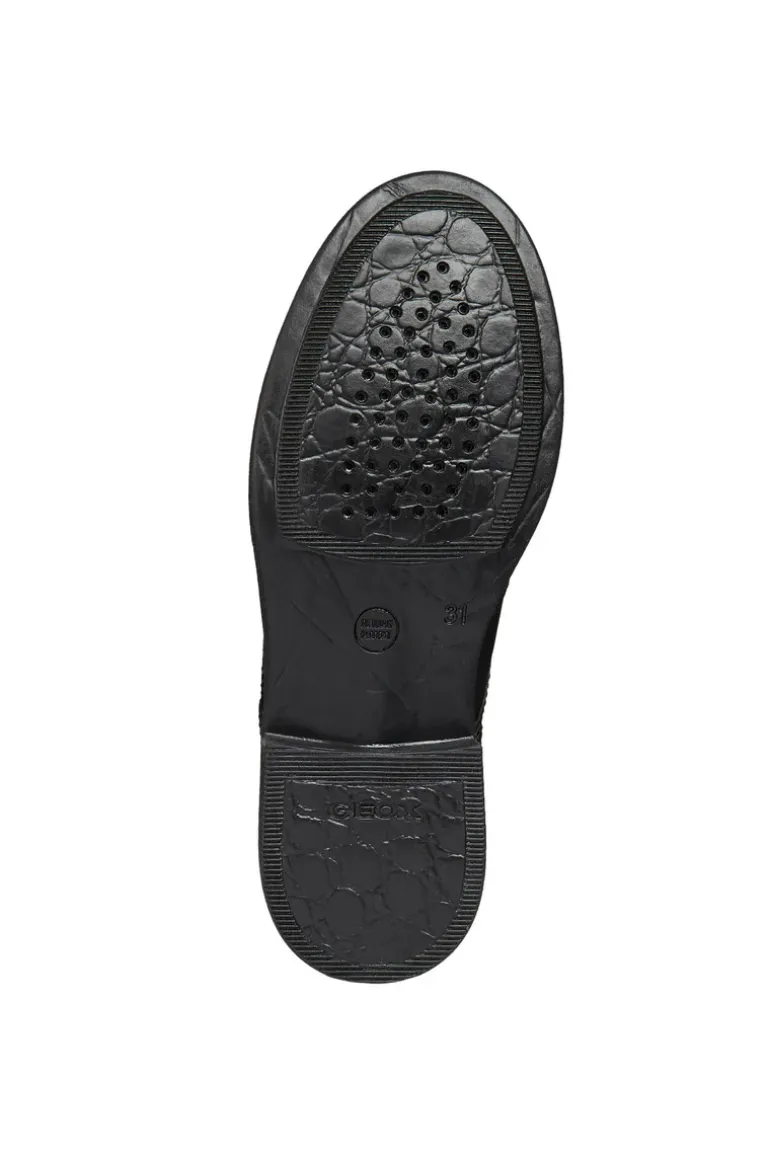 Geox School Shoes | Agata D Lace Up | Black Leather
