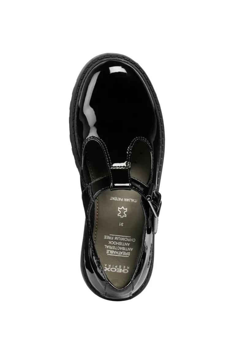 Geox School Shoes | Casey T-Bar | Black Patent
