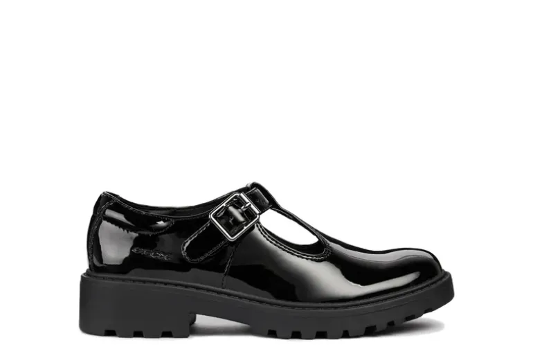 Geox School Shoes | Casey T-Bar | Black Patent