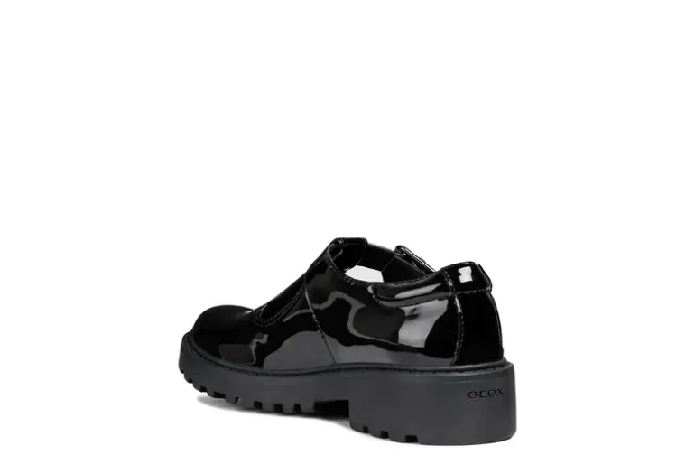 Geox School Shoes | Casey T-Bar | Black Patent