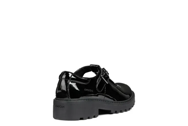 Geox School Shoes | Casey T-Bar | Black Patent
