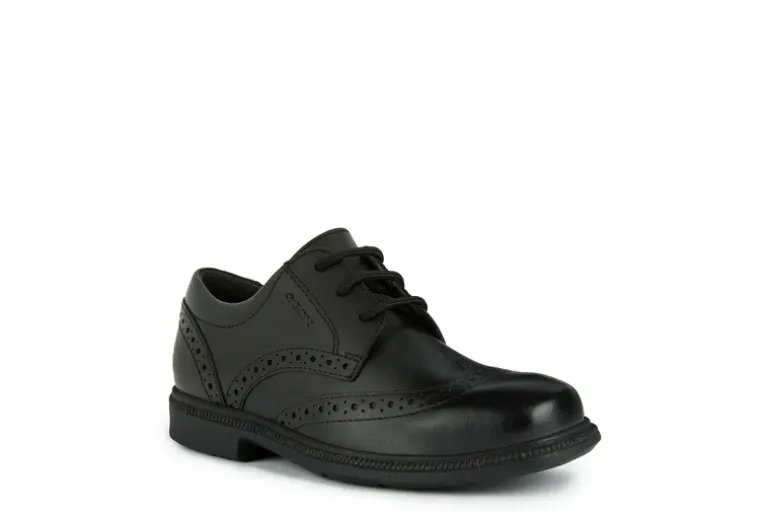Geox School Shoes | Federico Brogue Lace Up | Black