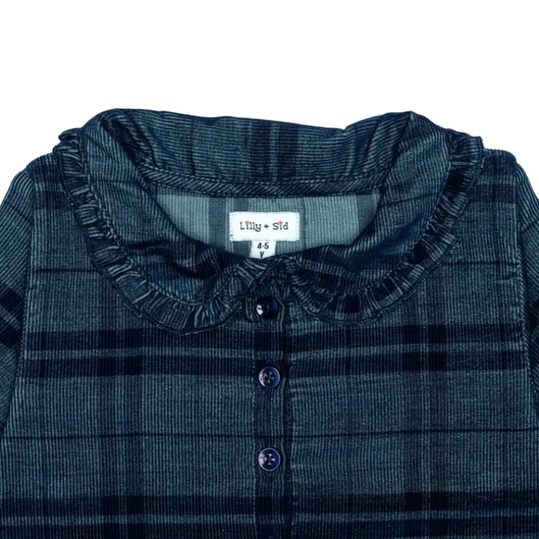 Lilly and Sid Collar Blouse | Check Navy