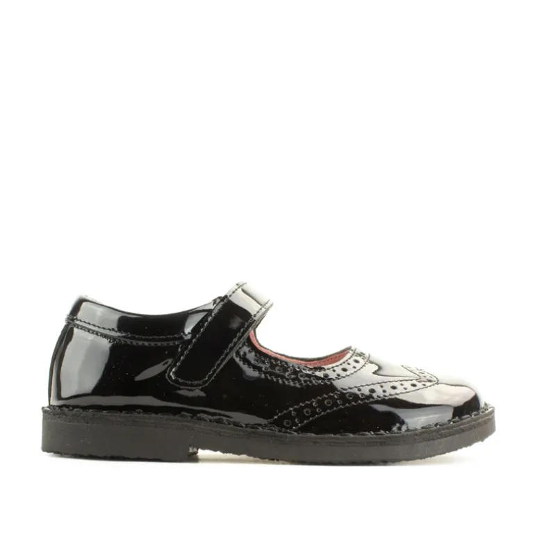 Petasil School Shoes | Claret | Black Patent