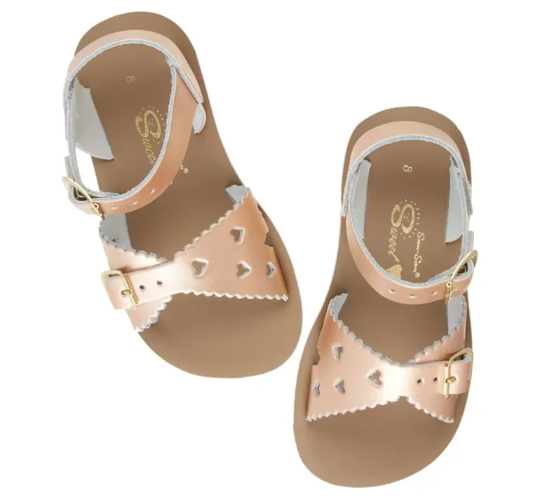 Salt-Water Sun-San | Kids Sweetheart Sandals | Rose Gold