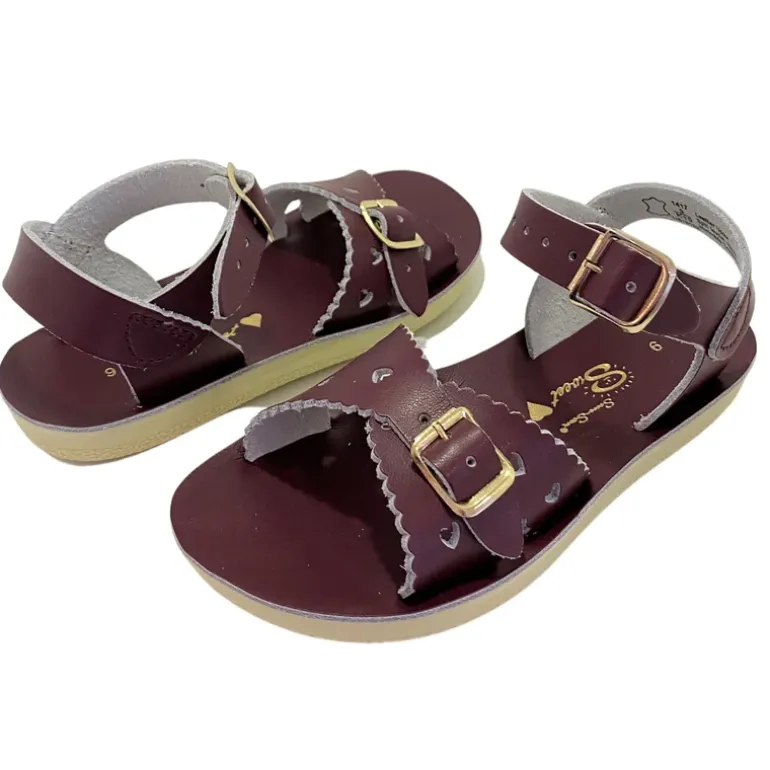 Salt-Water Sun-San | Kids Sweetheart Sandals | Claret Red