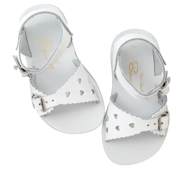 Salt-Water Sun-San | Kids Sweetheart Sandals | White