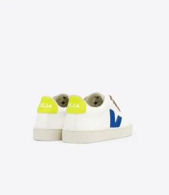 Veja Kids Trainers | Esplar Lace | Extra White, Indigo & Jaune Fluo