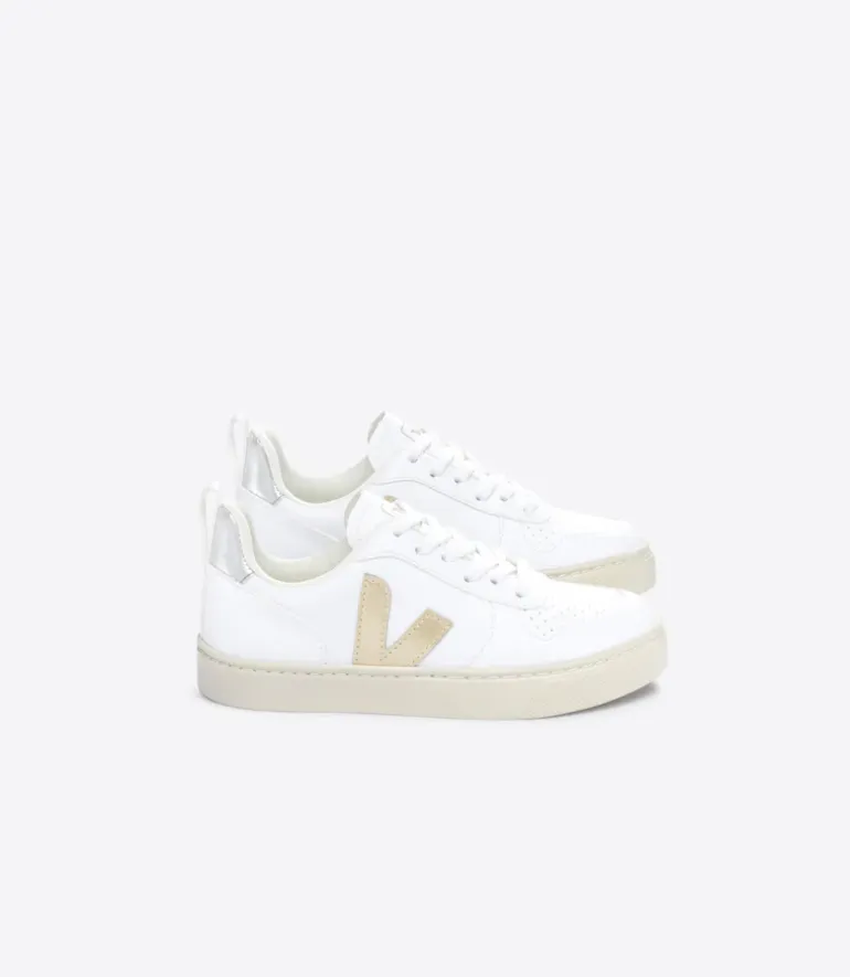 Veja Kids Trainers | V-10 CWL Lace | White Platine Silver