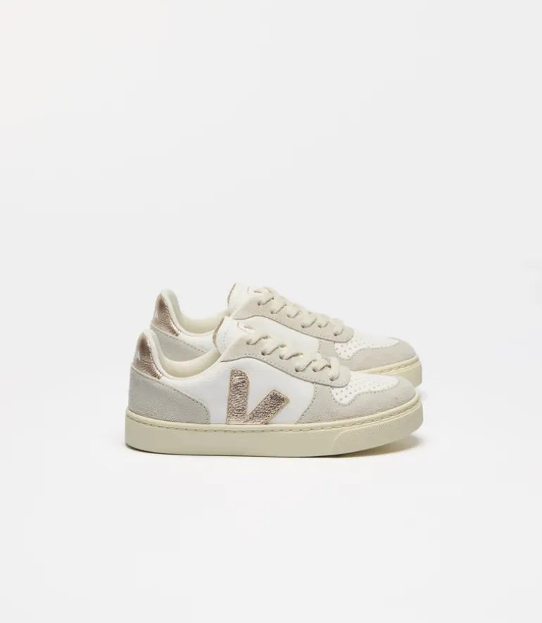Veja Kids Trainers | V-10 Lace | White Platine Natural