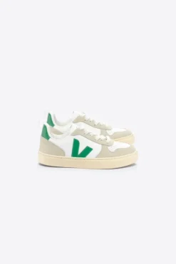 Veja Kids Trainers | V-10 Lace | White, Emeraude & Almond